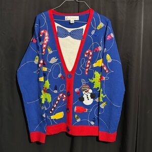 Jolly Sweaters Mens Colorful Ugly Christmas Sweater with Tie size M